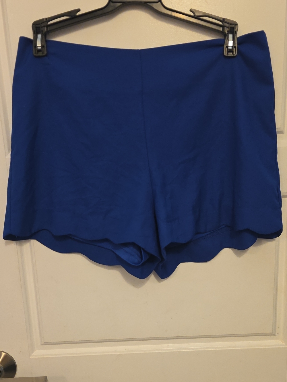 a'gaci Royal Blue Scalloped High Waist Shorts